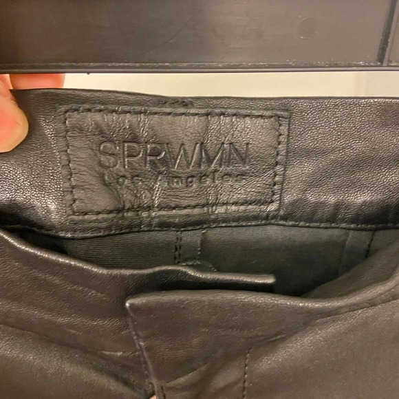 SPRWMN Leather Straight Leg Trousers Black Size Small - Picture 6 of 8